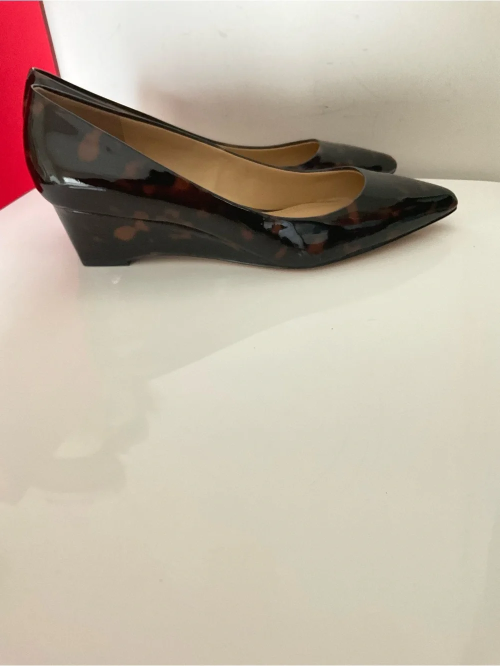 Talbots Tortoiseshell Patent Wedge Pumps - Brown/Black Size 10